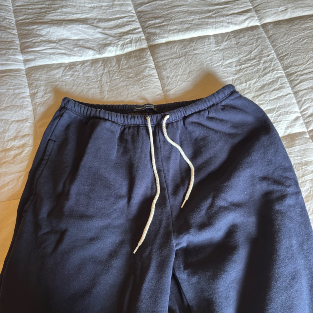 Brandy Melville Dark Blue Joggers with Cream Drawstring
